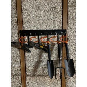 68'' All Metal Garden Tool Organizer Adjustable Garage Tool Organizer with Hooks